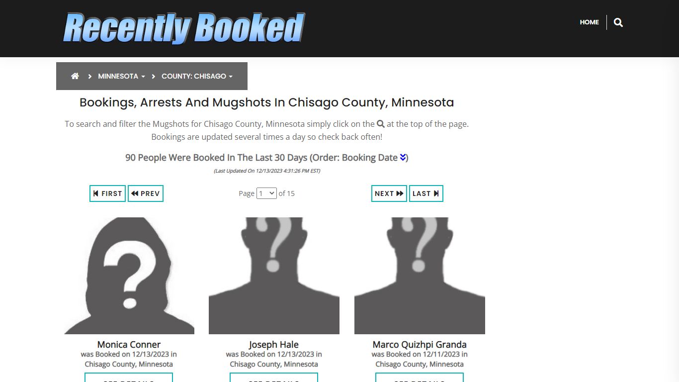 Bookings, Arrests and Mugshots in Chisago County, Minnesota